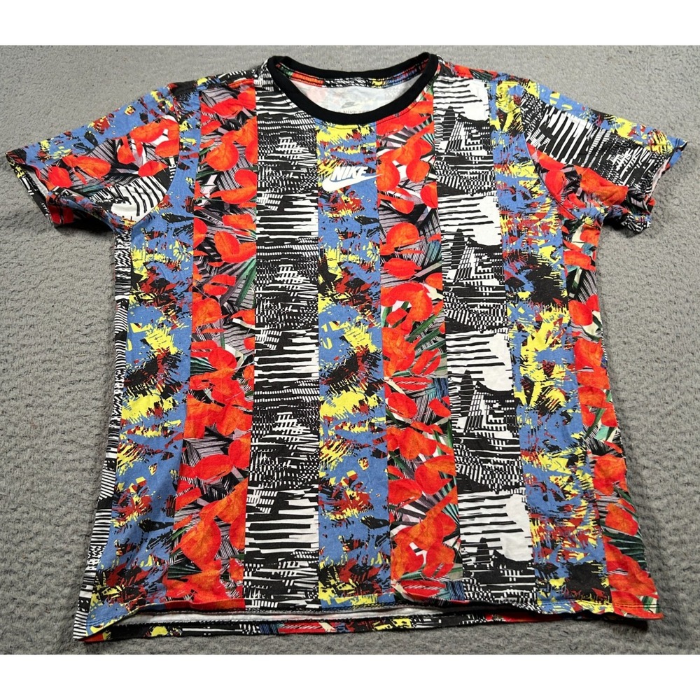Nike Sportswear Shirt Mens Large Miami Inspired Red AOP Short Sleeve BV4943-010‎